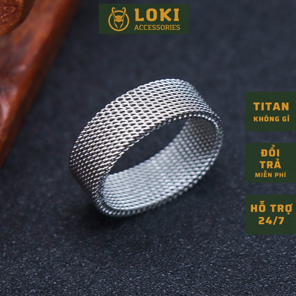 Nhẫn Xích Thời Trang Elas Ring Nữ Phong Cách Basic Loki Accessories Màu Đen Bạc Đẹp Cao Cấp Chất liệu Titan Không Gỉ