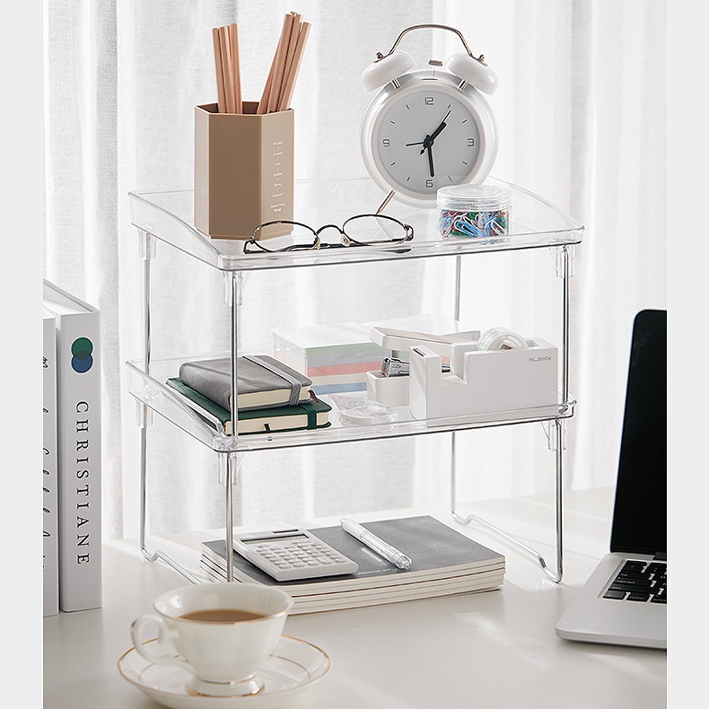 Kệ sách để bàn mica trong suốt Béo shop giá đựng đồ đa năng gấp gọn bằng nhựa Acrylic có thể xếp chồng tiện lợi