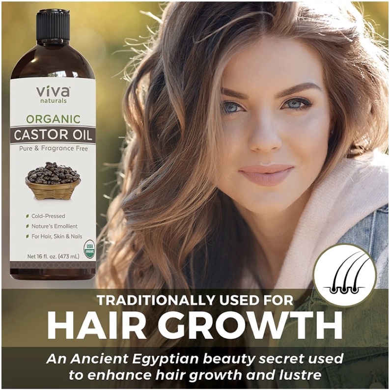 Dầu thầu dầu hữu cơ organic Castor oil Viva Naturals 473ml USA