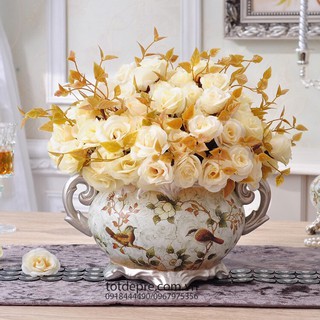 Bó hoa hồng tỉ muội bằng lụa
