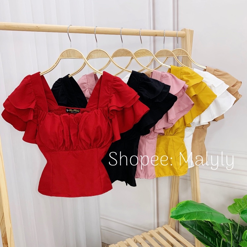 ÁO HAI DÂY TAY CÁNH TIÊN CỔ VUÔNG