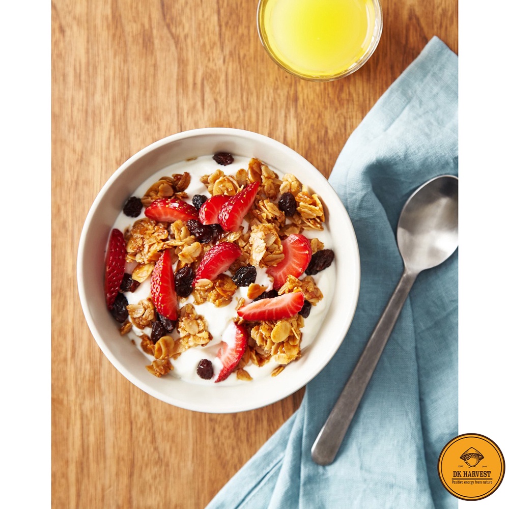 COMBO Tiết Kiệm - Granola Vị Truyền Thống Siêu Hạt + Chén/Bát Gáo Dừa (Kèm Muỗng Dừa) DK Harvest