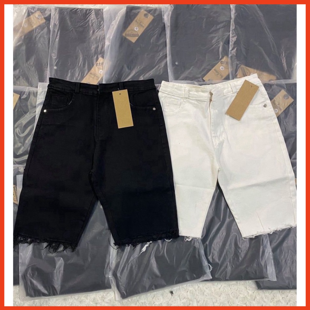Quần Ngố Lửng Nữ CẠP CAO Chất Kaki Jean Ôm Dáng Siêu Đẹp Siêu Co Giãn 2 Màu Đen Trắng