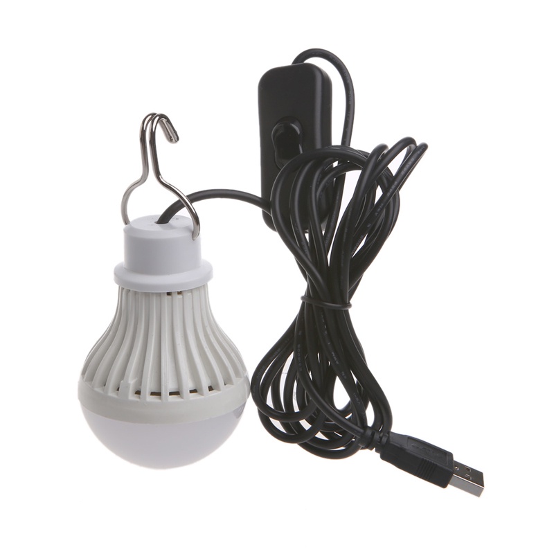 Bóng Đèn LED USB 5W Có Công Tắc Tiện Dụng Mang Theo Du Lịch Cắm Trại