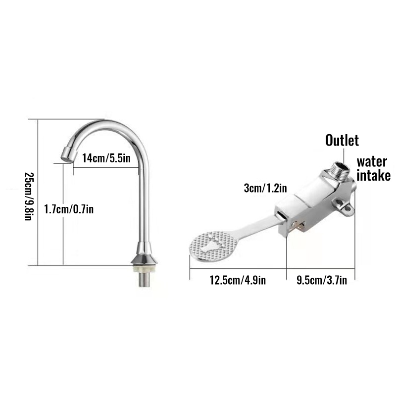 QQ Bàn Đạp Điều Khiển Gắn Van Bồn Rửa Bằng Thép Không Gỉ Tiện Dụng