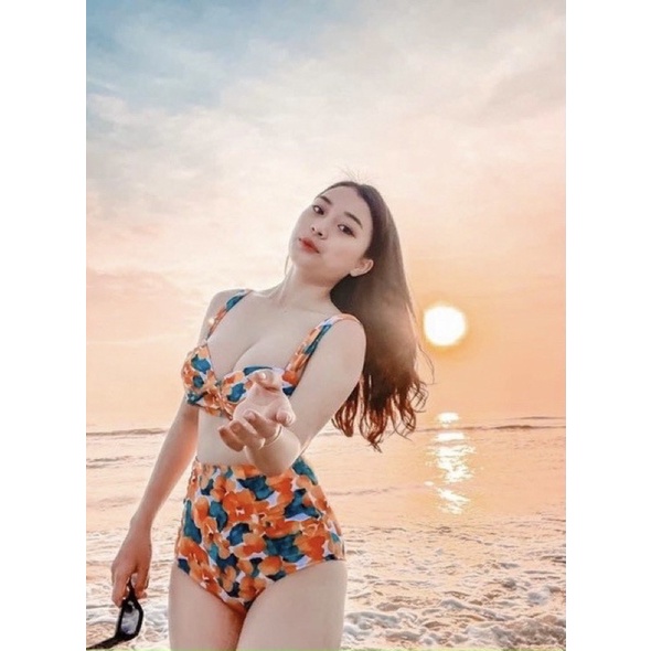 Bikini Đồ Bơi Nữ Đi Biển Hai Mảnh Set Kèm Khăn Sang Chảnh BELLA-T012