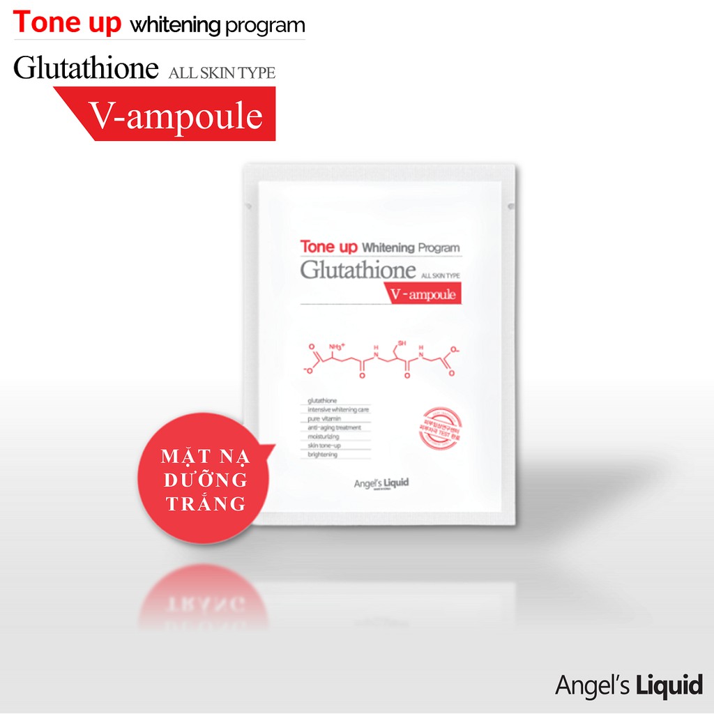 Mặt Nạ Dưỡng Trắng Tức Thì Angel's Liquid Tone Up Whitening Program Glutathione V-Ampoule Mask 25g