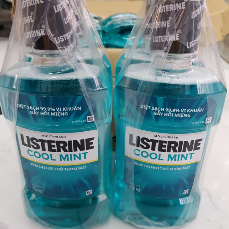 Nước súc miệng hơi thở thơm mát listerine cool mint mouthwash chai 750ml,250ml,100ml