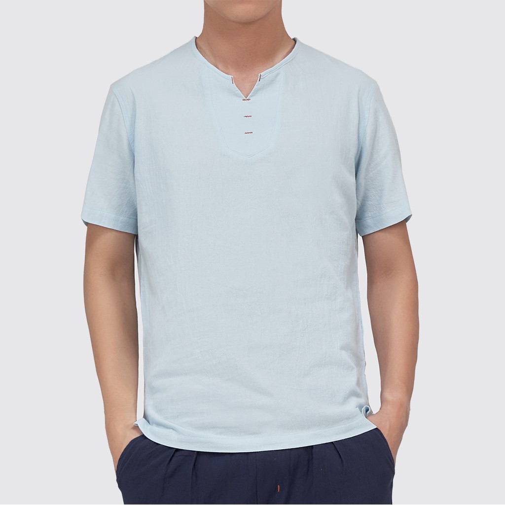 Áo linen Cộc Tay Nam Cổ V ROUGH