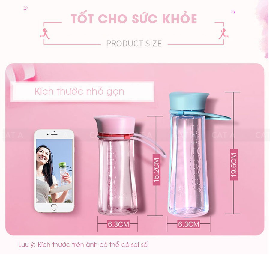 Bình nước, bình nước bằng Nhựa BPA FREE MIGO Cao cấp - 1519 - An toàn, trong suốt, có rây lọc, quai xách tiện lợi