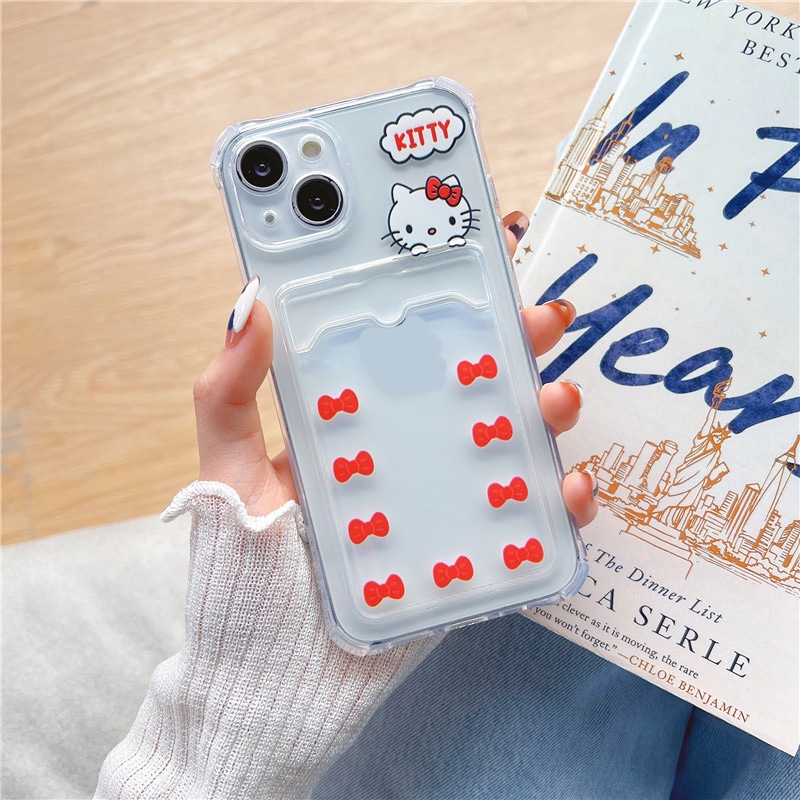 Ốp Điện Thoại Tpu Dẻo In Hình Winnie / Kitty Có Ngăn Đựng Thẻ Cho iphone 8 Plus / 11 / xs max / 12 / 13 XR Giá Đỡ