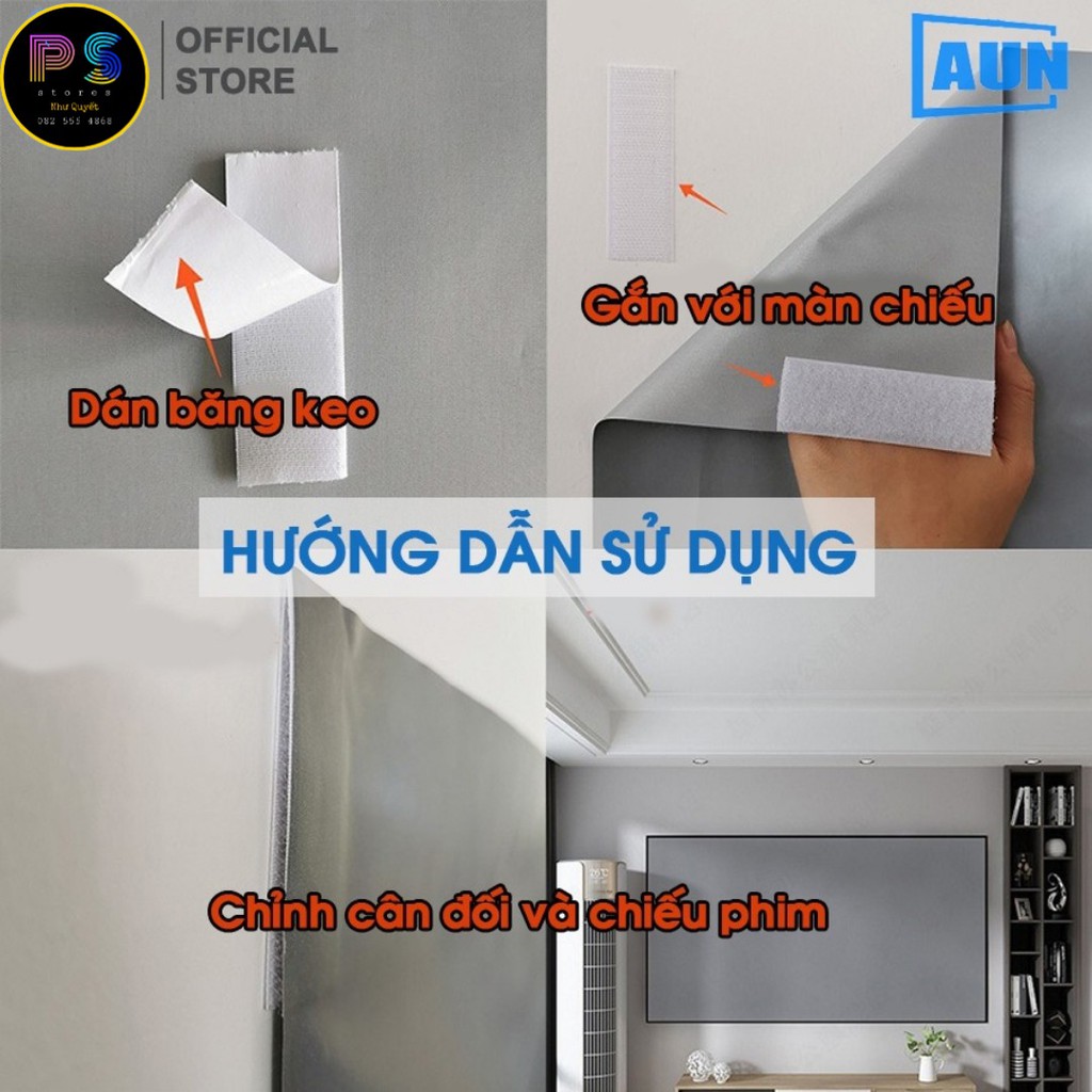 Màn chiếu phản quang dán tường 60-120ich - Tương phản cao - Dùng chiếu ngoài trời