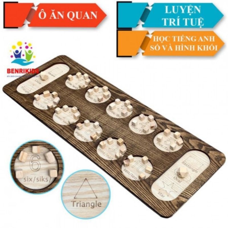 BỘ ĐỒ CHƠI Ô ĂN QUAN BẰNG GỖ KÍCH THƯỚC 58 X22 CM