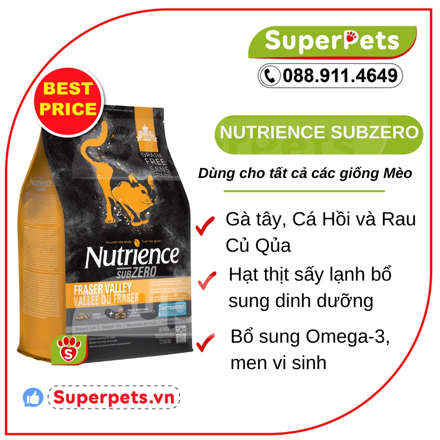 Hạt Nutrience SubZero Cho Mèo Mọi Độ Tuổi - Gà Tây, Cá Hồi &amp; Rau Củ Quả SUPERPETS VIỆT NAM