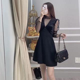 Đầm Xòe Dự Tiệc Phối Tay Lưới Sang Trọng 2023