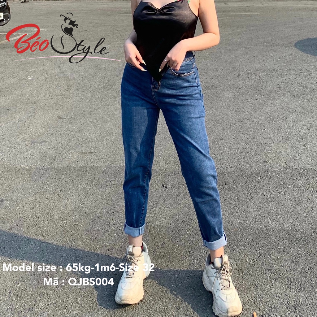 Quần Jean Baggy nữ lưng cao co giãn tốt Bigsize QJBS004 Dành cho các nàng mũm mĩm từ 55-90kg | BigBuy360 - bigbuy360.vn