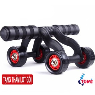 Con lăn tập bụng 4 bánh con lăn tập cơ bụng Hàng cao cấp, Tặng kèm thảm lót gối