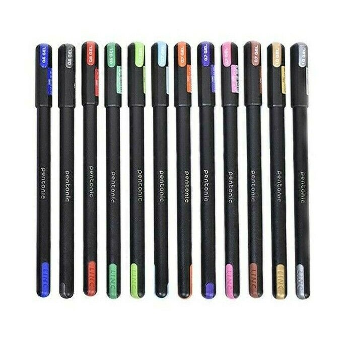 Bút bi gel màu LINC Pentonic 856 - Vỉ 12pcs/ 12 màu - Viết trơn, rõ nét, màu sắc đa dạng, rực rỡ, nhập khẩu Ấn Độ