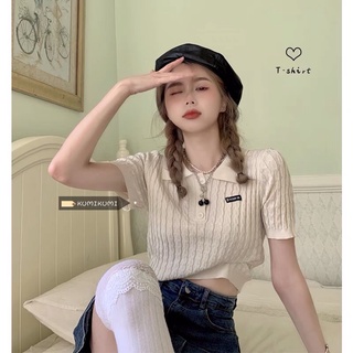 Áo polo croptop ulzzang chất liệu len mỏng freesize