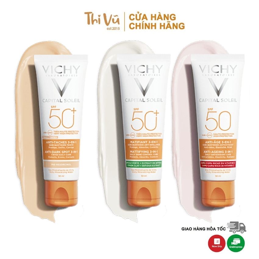Kem chống nắng Vichy Capital Soleil 3in1, kem chống nắng dành cho da dầu lão hóa thâm sạm da - Thi Vũ