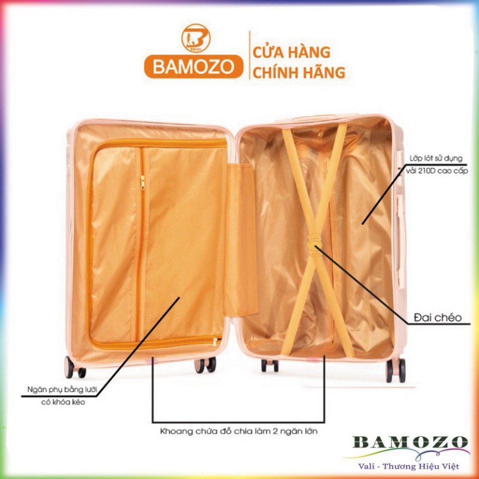 Vali Giá Rẻ Size 20 Inch Valy Kéo Nhựa Du Lịch Bền Đẹp Cao Cấp Chống Nước Chống Trộm Bảo Hành 5 Năm Bamozo Jessie