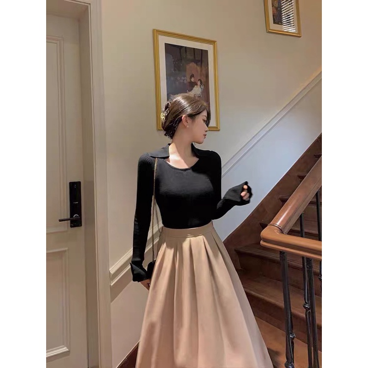 Chân váy kaki cổ điển dáng xòe bồng bềnh có chun sau hàng Thiết kế chất lượng cao - CRABE FASHION