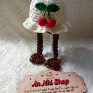 Nón len tóc giả phối trái cherry (có ảnh thật)