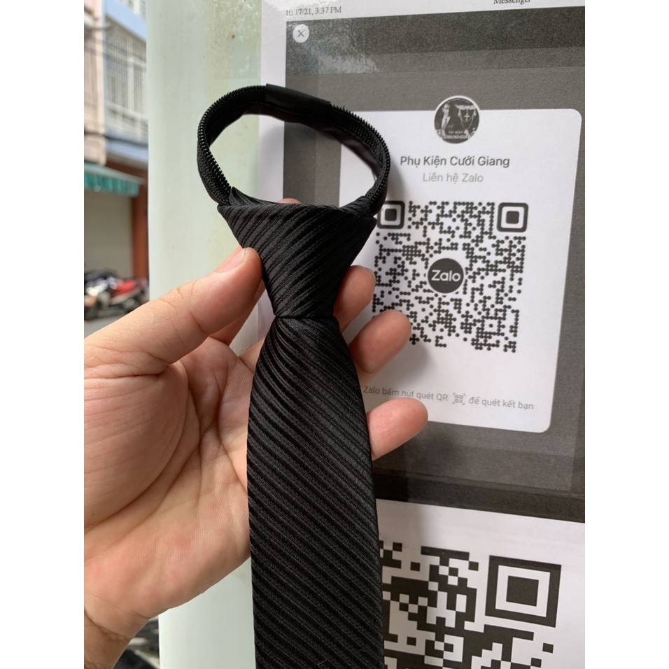 [HCM] Cà vạt nam thắt sẵn dây kéo 5cm màu đen kẻ mẫu mã 2021 thanh niên TP HCM Giangpkc CVVH5CMDK