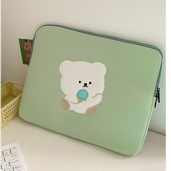 Túi đựng laptop/ máy tính bảng 10/ 11/ 13/ 15 inch hình chú gấu phong cách Hàn Quốc