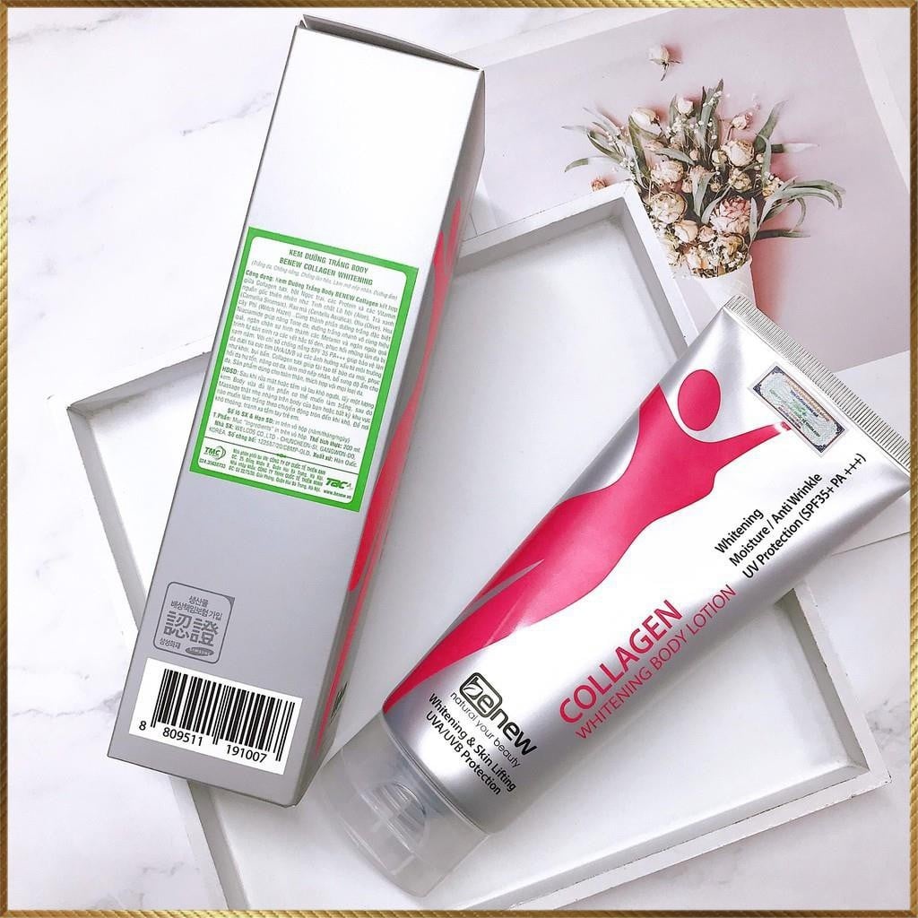 Kem Dưỡng Body Benew Collagen Whitening Lotion 200ml Trắng Da Toàn Thân, Nâng Tone Tức Thì