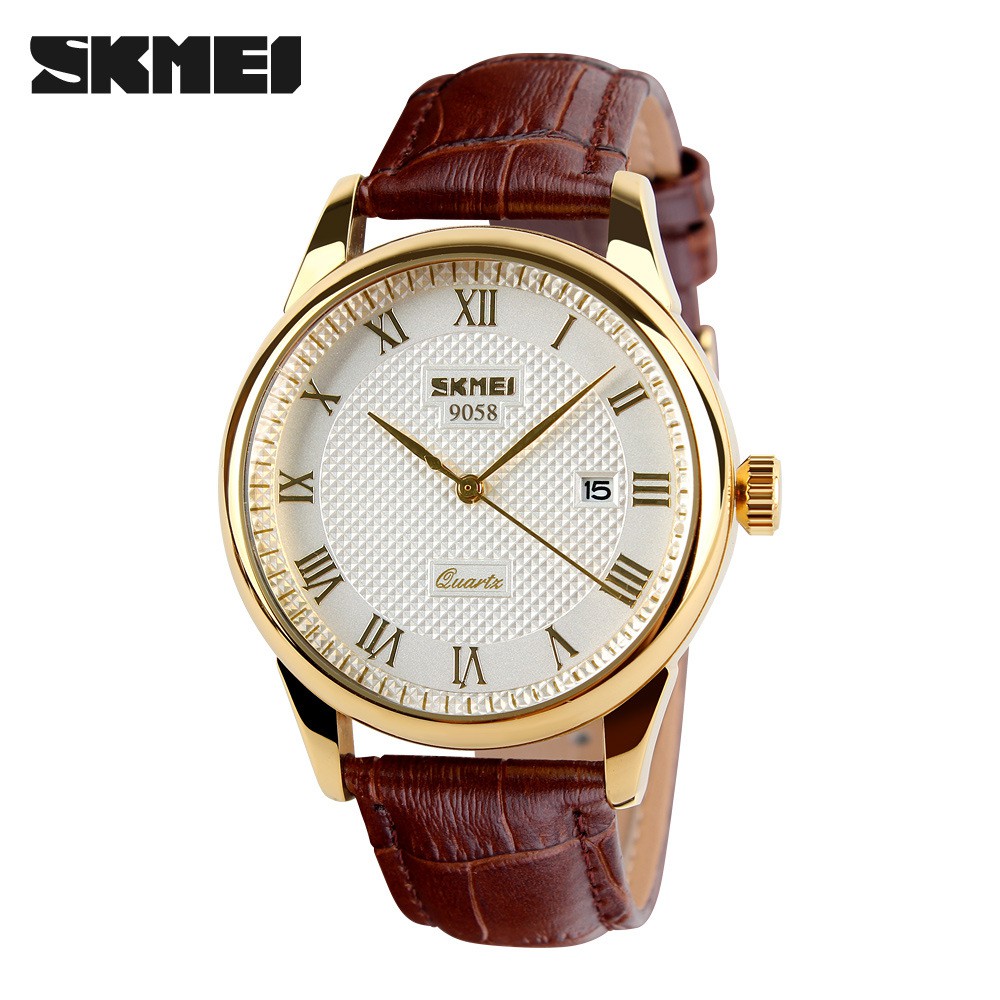 Đồng hồ nam SKMEI 9058 dây da cao cấp chống nước -Gozid.watches