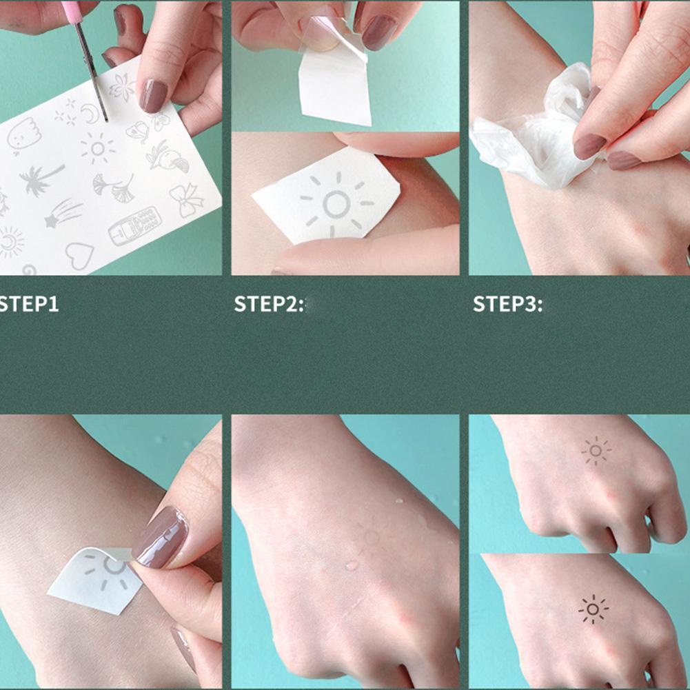 Miếng dán hình xăm mặt gấu/ngôi sao/mặt cười dễ thương