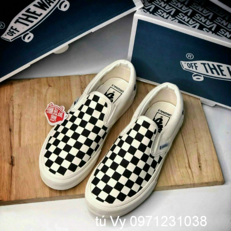 (video_ảnh thật) giày sneaker vans caro giày lười nam nữ cao cấp đi học đi chơi đủ size[full bok bill]
