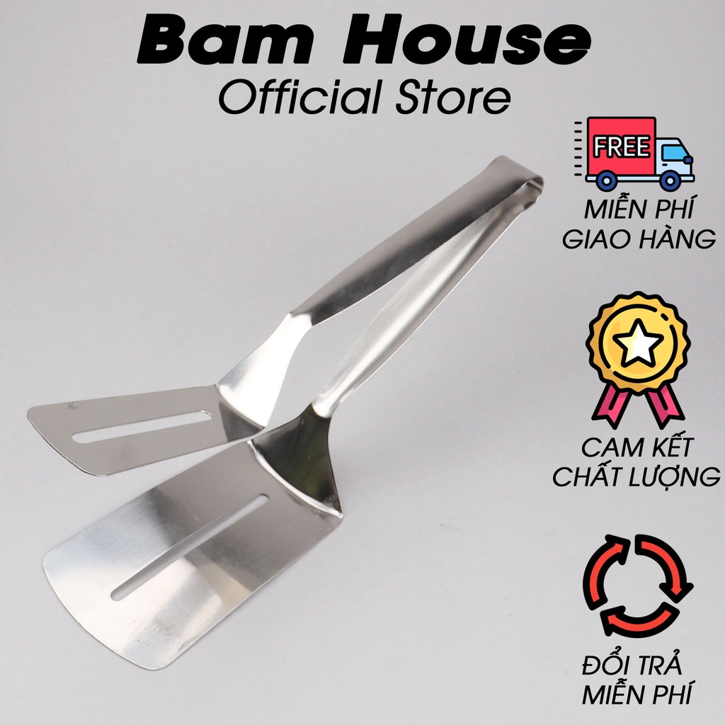 [Mã LIFEM1 giảm 50k đơn 99k] Dụng cụ kẹp lật thịt cá chiên inox Bam House loại lớn đa năng cao cấp LTC01 - Gia dụng bếp