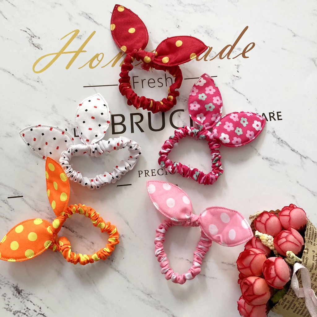 Dây cột tóc buộc tóc thun đính nơ vải nhiều màu sắc - day13