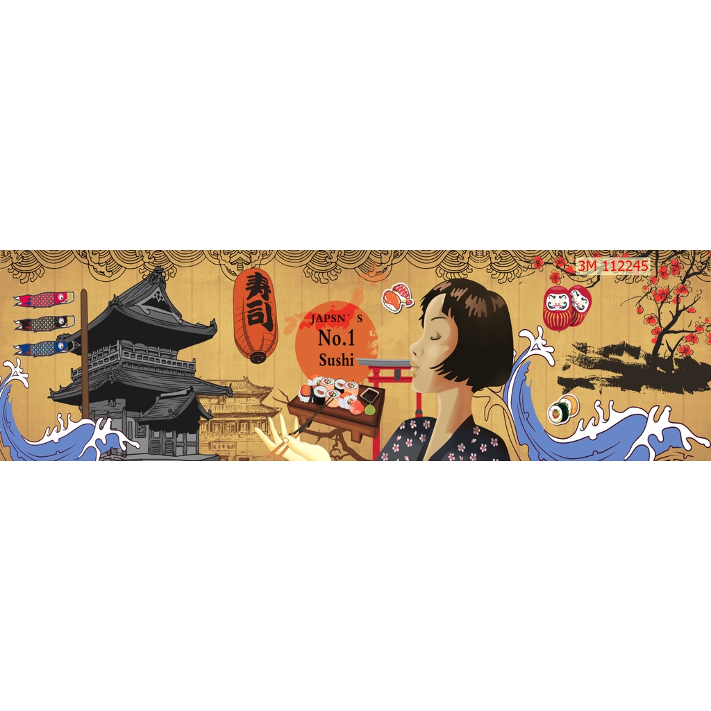 Tranh dán tường 3D trang trí quán ăn nhận đặt kích thước yêu cầu