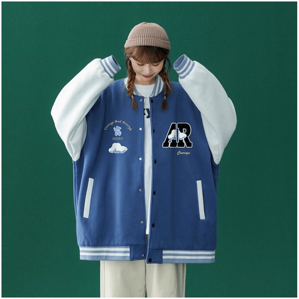 (FREE SHIP) ÁO KHOÁC BOMBER NAM NỮ HỌA TIẾT ĐÁM MÂY AR  PHỐI TAY TRẮNG SIÊU XINH TK 2022