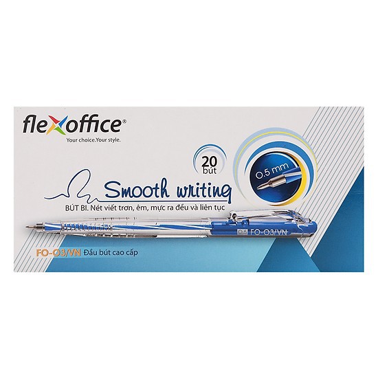 Hộp 20 Cây Bút Bi Flexoffice Xanh Đỏ Đen