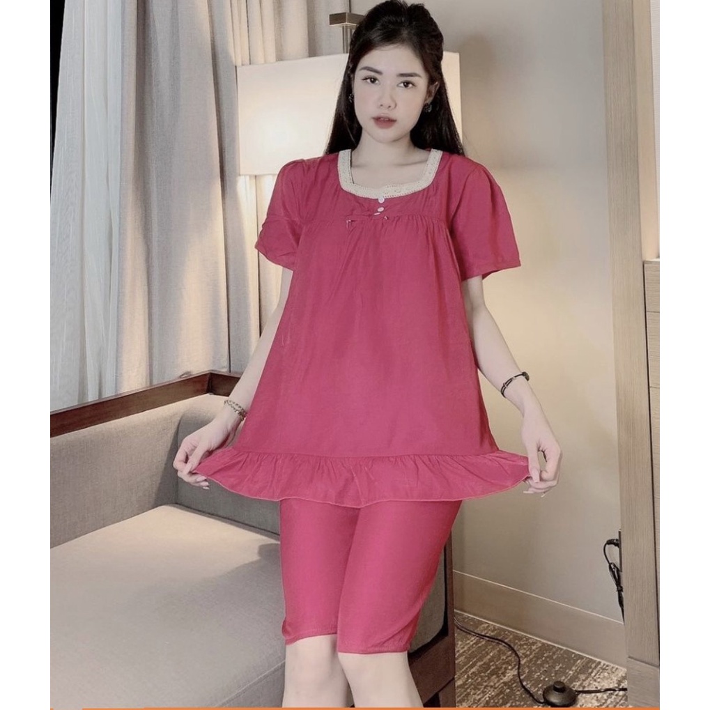 Bộ Bầu Sau Sinh Mùa Hè Chất Đũi Mềm Mát Quần Đùi Áo Cộc Có Khóa Cho Con Bú AO36 Lin Store66
