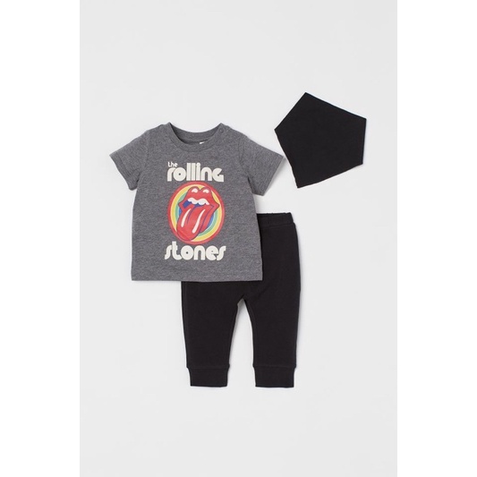 Set bộ hè áo ngắn tay,quần dài, khăn yếm cotton thun cho bé trai size 18-24m 2-3y 3-4y