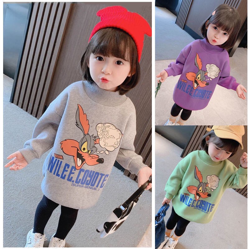 Áo Sweater Lông Cừu Dày Dặn Giữ Ấm Mùa Thu Đông Phong Cách Phương Tây Cho Bé Gái