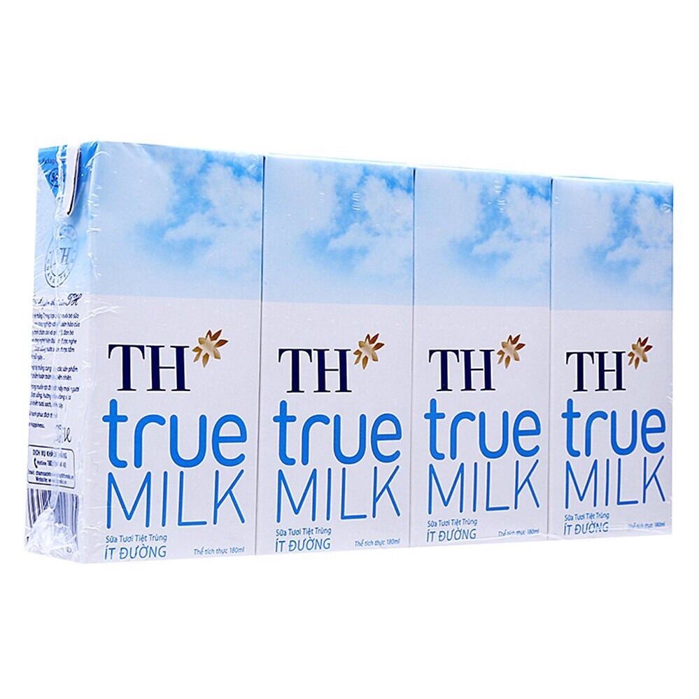 Lốc 4 Hộp Sữa Tươi Tiệt Trùng TH True Milk 110ml.180ml