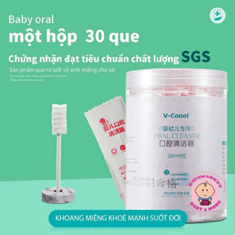 Hộp 30 que tưa lưỡi / rơ lưỡi Vcool