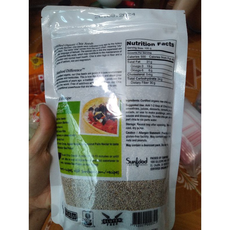 500g Hạt chia trắng Mỹ Sunfood