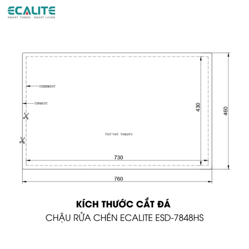 Chậu Rửa Chén Vision Manual Sink Ecalite ESD-7848HS -Inox 304