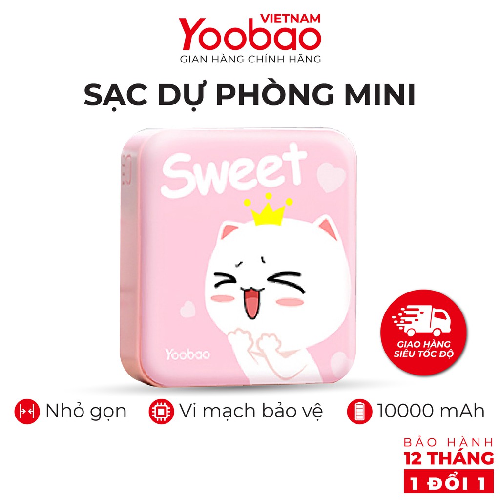 Sạc dự phòng mini 10000mAh Yoobao YB-6024 Trang bị đèn LED chiếu sáng - Hàng chính hãng - Bảo hành 12 tháng 1 đổi 1