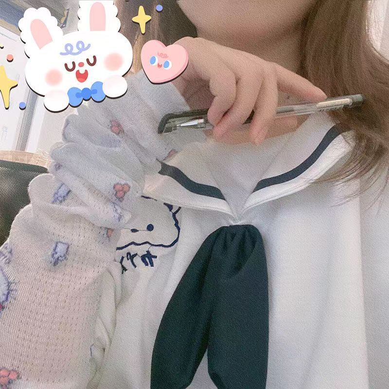 Găng Tay Chống Nắng Hở Ngón Thoáng Khí Họa Tiết Mèo/Thỏ/Mèo Dễ Thương Thời Trang Cho Nữ