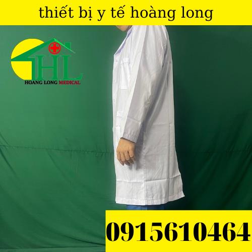 Áo blouse trắng - áo khoác blu bác sĩ, dược sĩ nam nữ dài tay,  dáng dài chất Lon Nhật mát