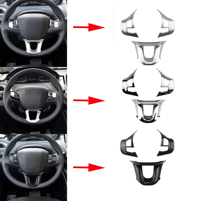Bộ 3 Viền Trang Trí Vô Lăng Xe Hơi Peugeot 2008 208 308 2014-2018