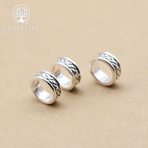 Charm bạc chặn hạt họa tiết hoa văn - NQ Jewelry